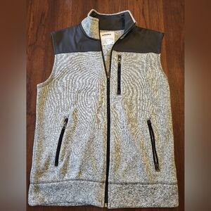 Sonoma Supersoft Modern Fit Men's Gray Medium Black Full Zip Pocket Sweater Vest